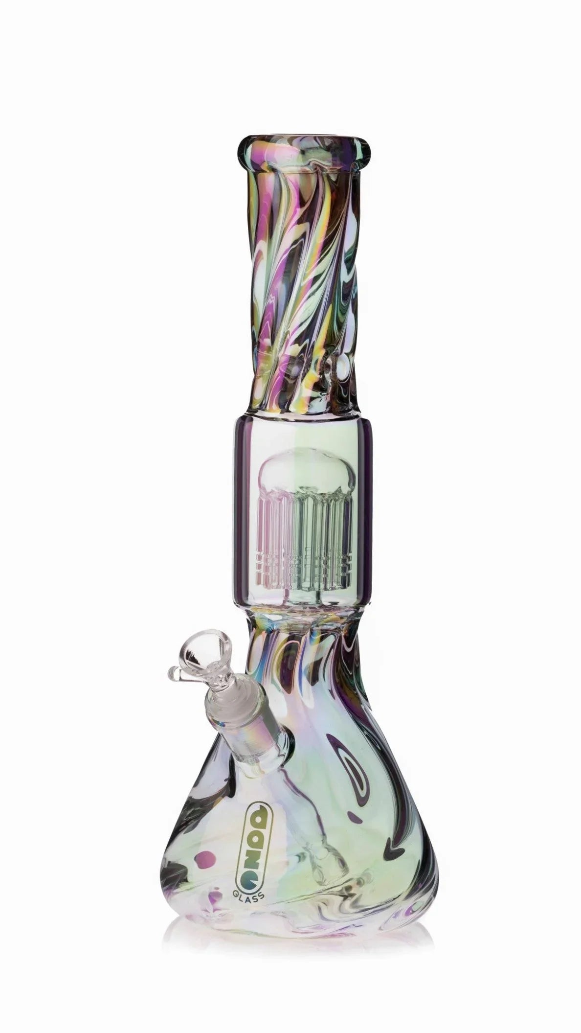 Daze Glass - 14 Inch Iridescent Spiral Arm Perc Glass Water Pipe - Stoner
