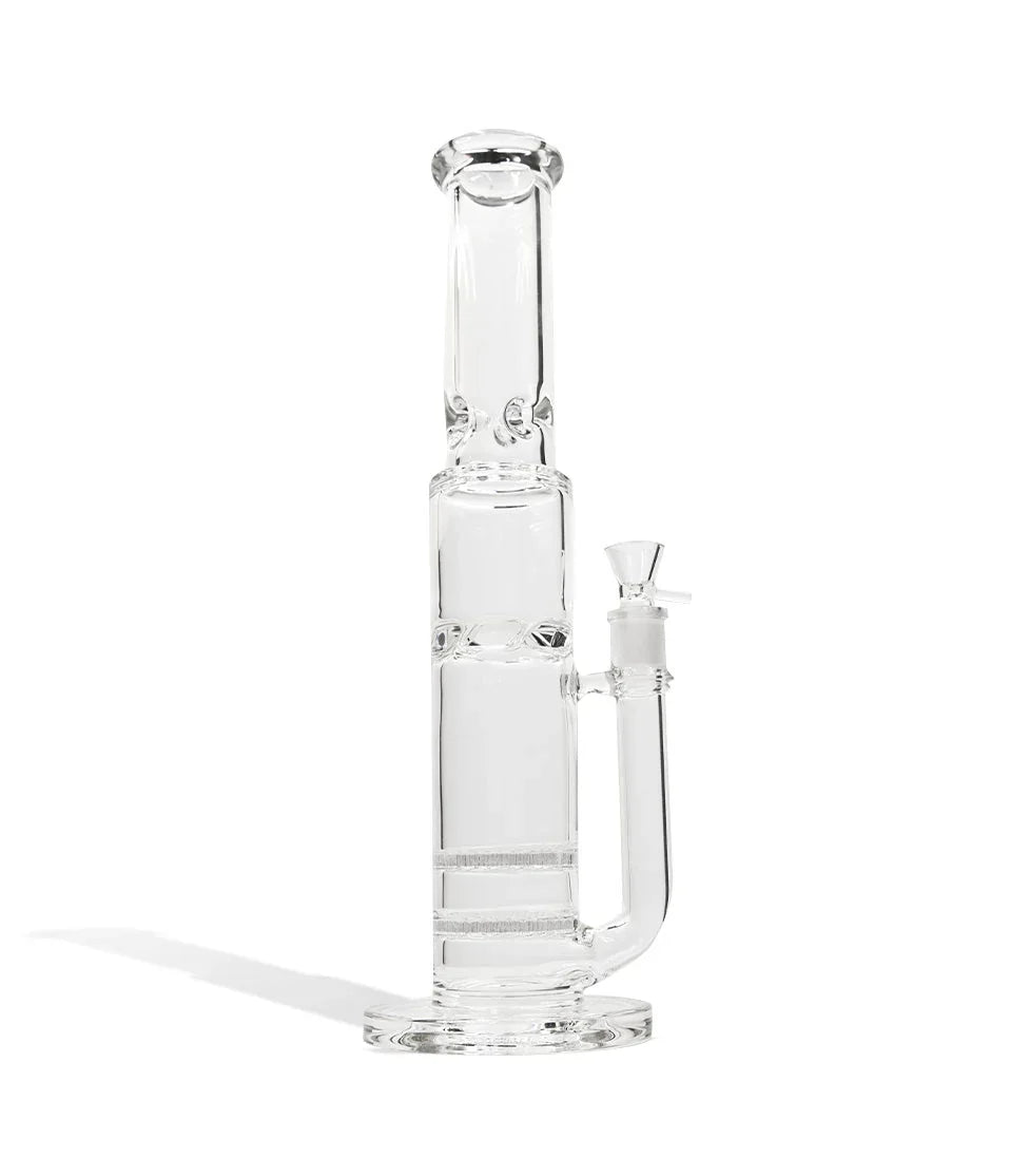 16 Inch Clear Water Pipe with Dual Honeycomb Percs and 18mm Bowl - Stoner