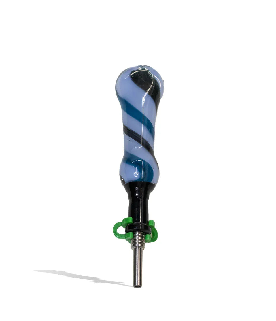 Black Tip Milky Swirl Tube Nectar Collector with 10mm Stainless Steel Tip - Stoner